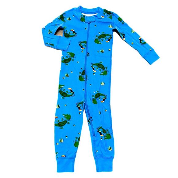 Hanna Andersson Blue Crocodile Kids 2T One Piece Full Zip Blue Green. - Picture 1 of 7